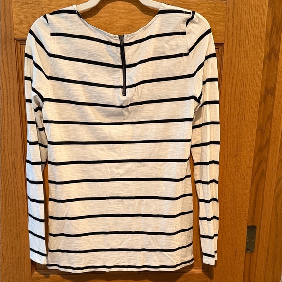 LOFT Black and White Striped Long Sleeve Tee - Picture 2 of 4